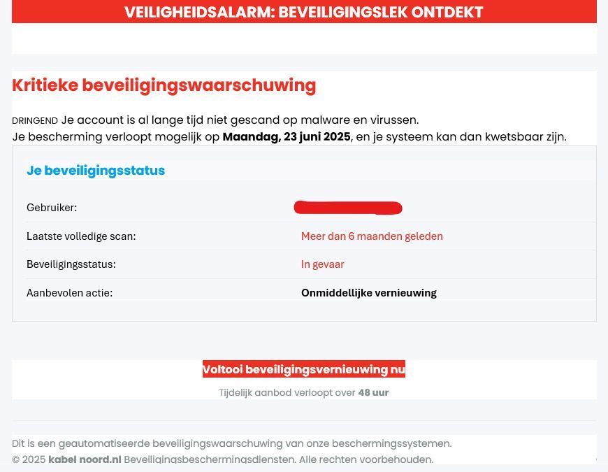 Voorbeeld van phishingmail